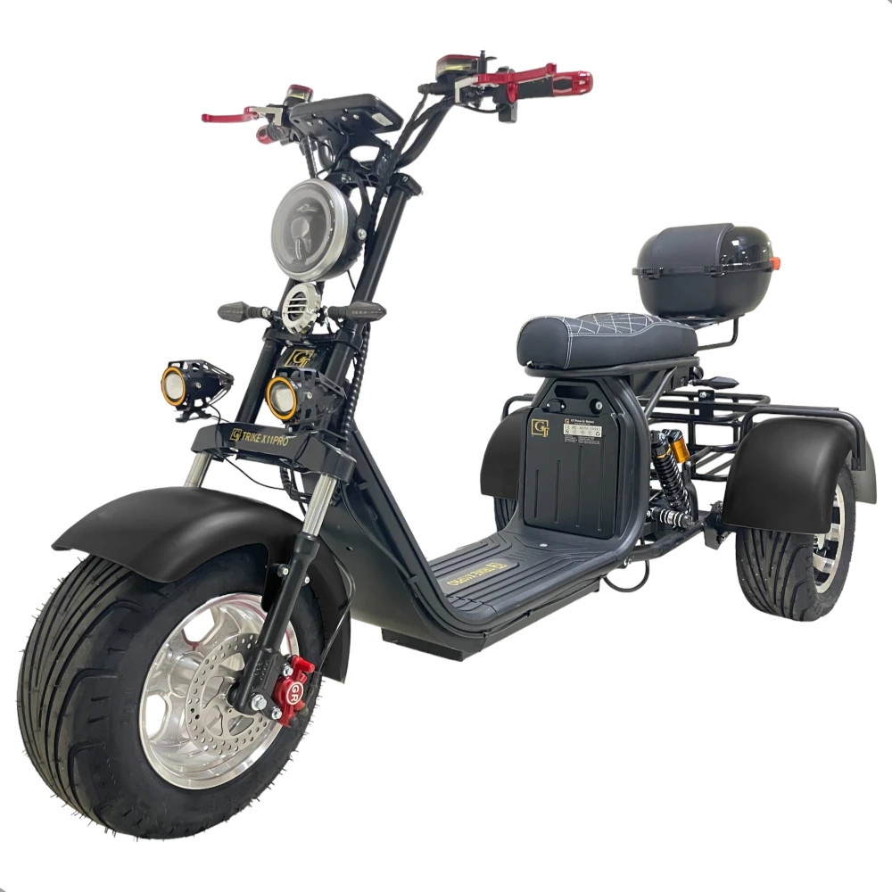 Электроскутер трехколесный CITYCOCO GT X11 PRO TRIKE 2024 Черный глянец